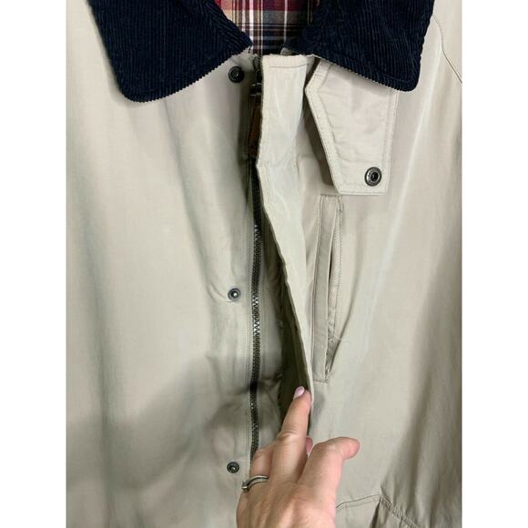 Vintage Mens Coat Plaid Blanket Lined Barn Chore Duck Hunting Corduroy Collar XL - Picture 2 of 9